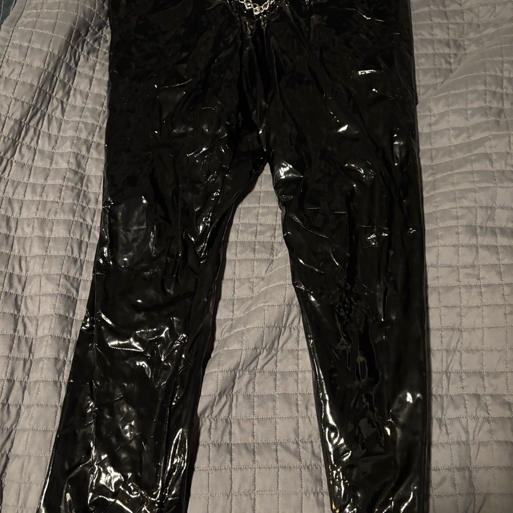 Killstar Glossy Black Pants with Chain Detail